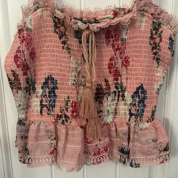 Nicholas Lilac Floral Shirred Crop Top Size 4 Small - Picture 6 of 12